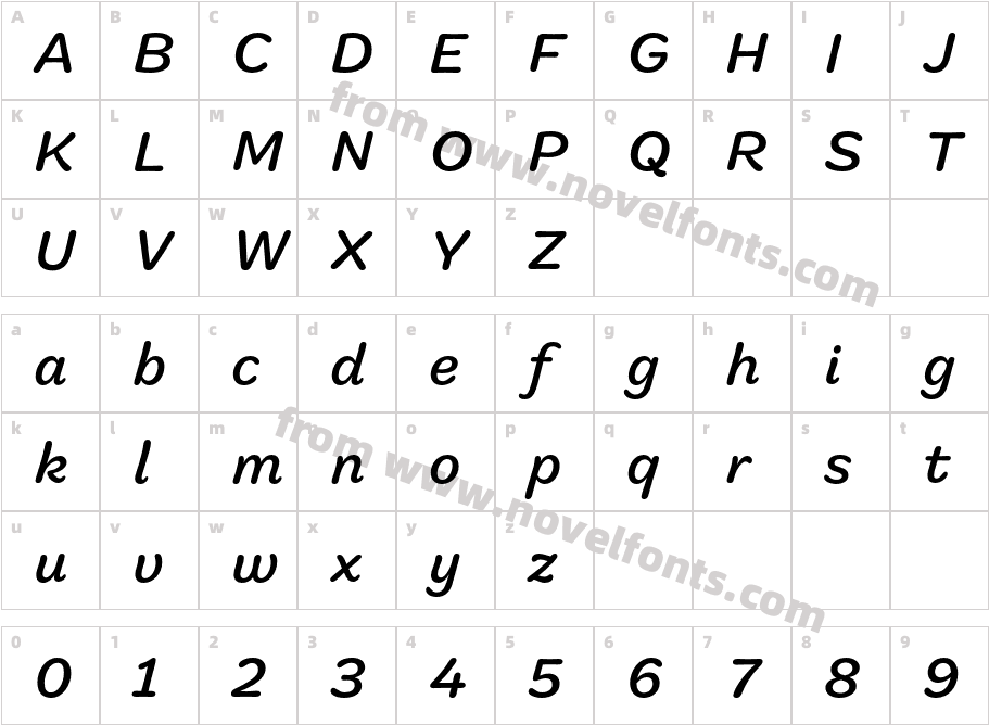 Marigny Medium ItalicCharacter Map