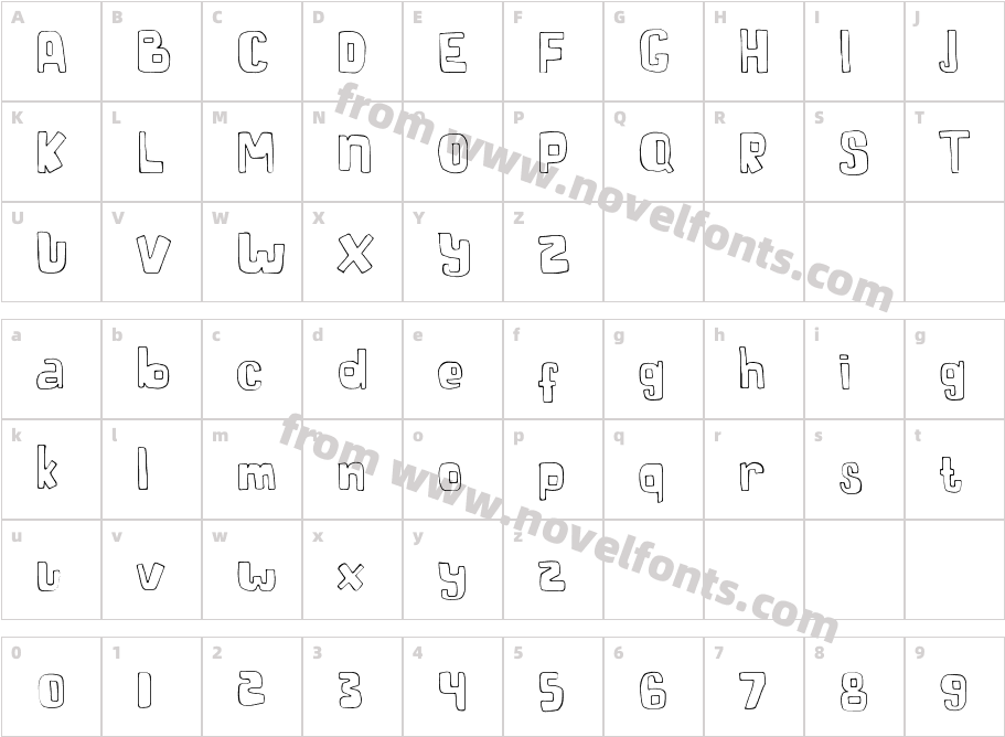 Markisa Outline RegularCharacter Map