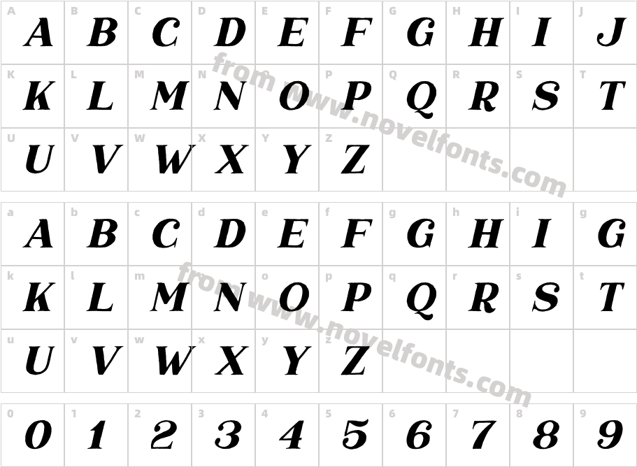 Marquis Serif ItalicCharacter Map