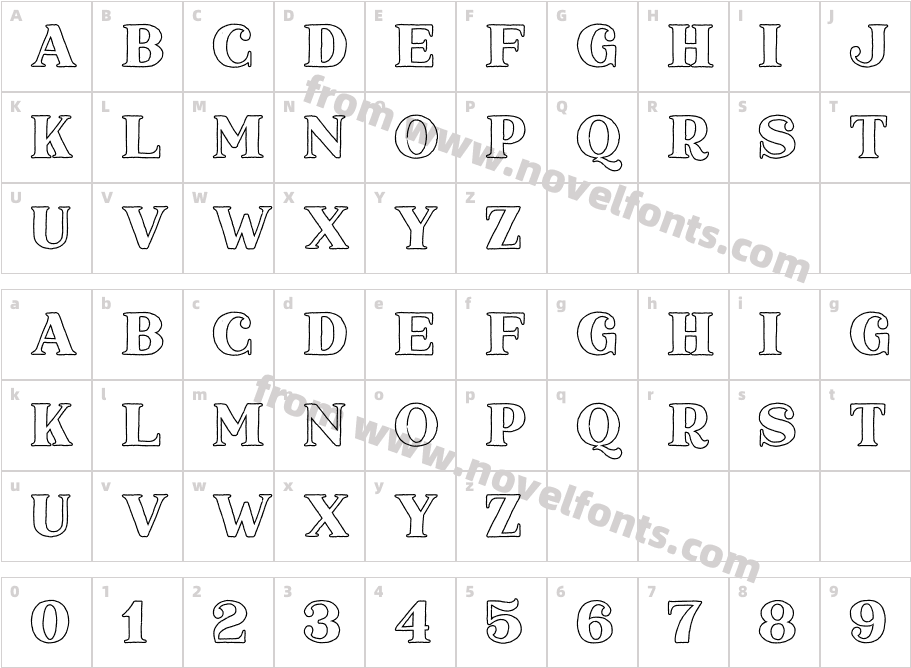 Marquis Serif OutlineCharacter Map