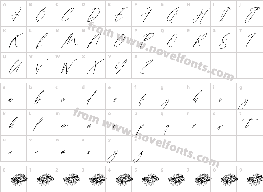 Marstime Brighters DEMO VERSION ItalicCharacter Map
