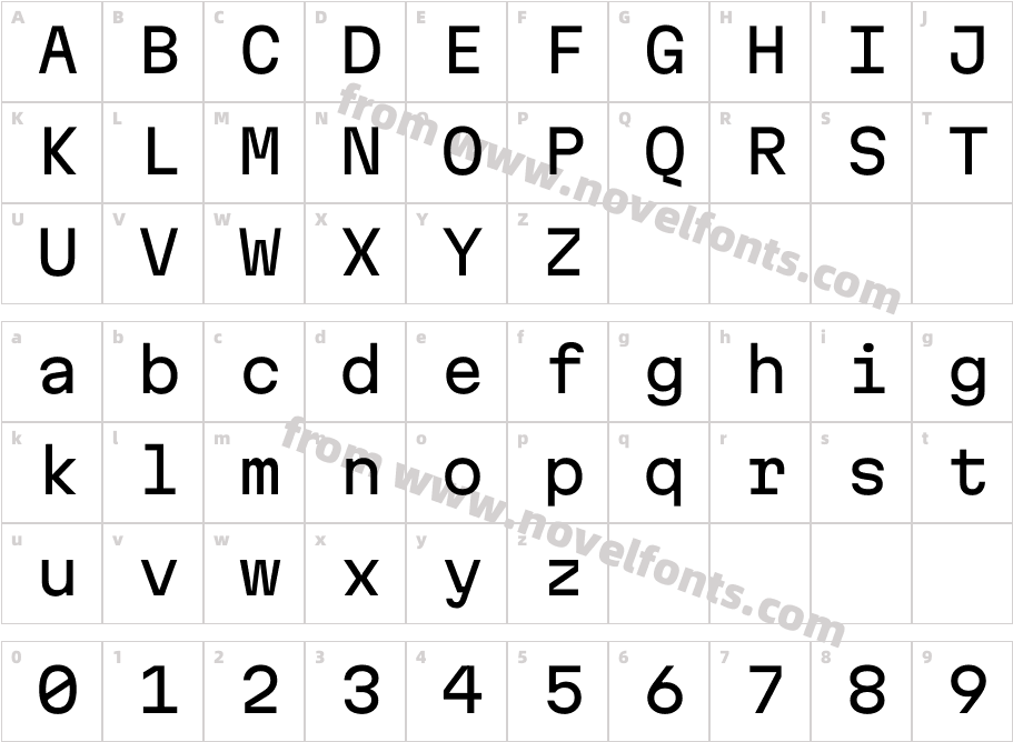 Martian Mono Semi Expanded RegularCharacter Map