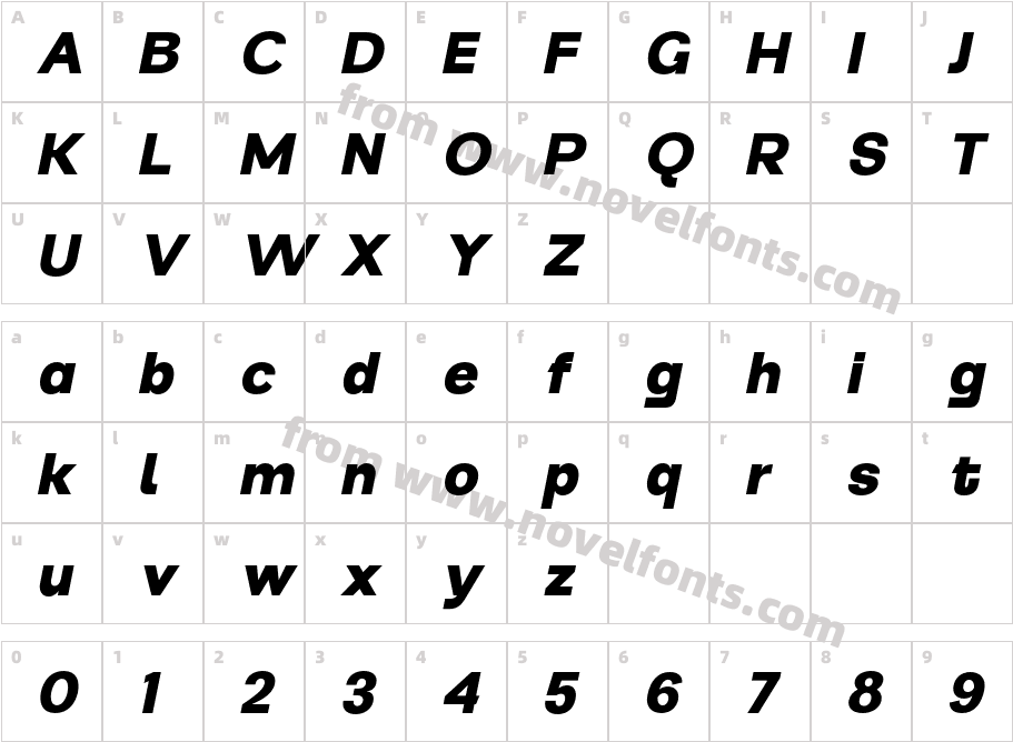 Martix Italic ItalicCharacter Map