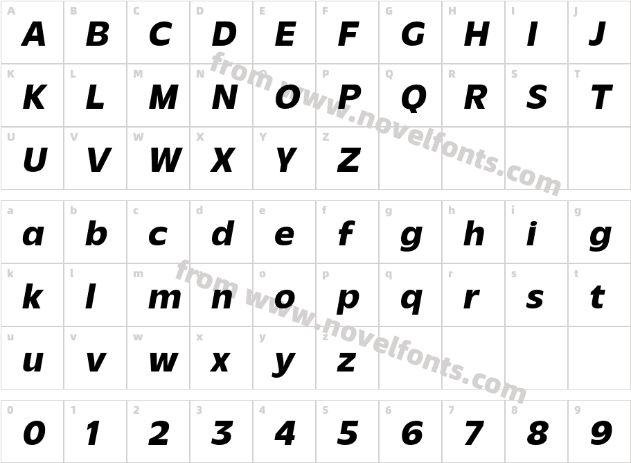 Massilia Extra Bold ObliqueCharacter Map