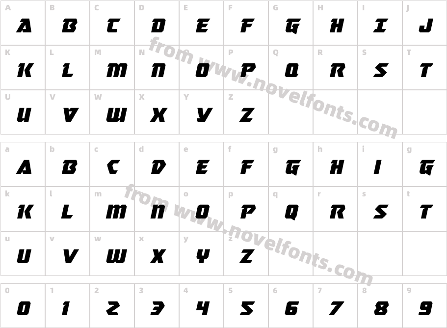 Master Breaker Expanded ItalicCharacter Map