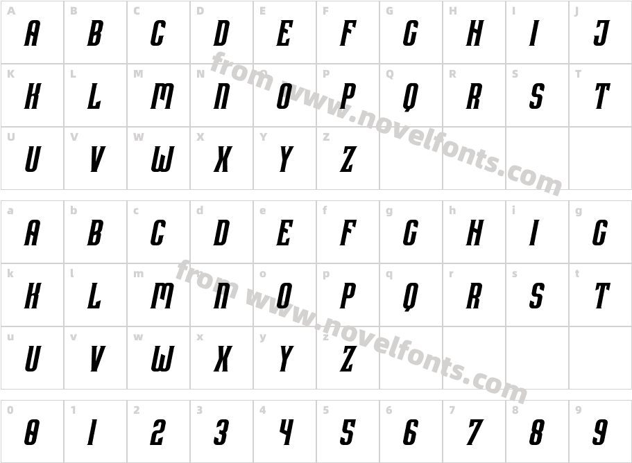 Mathison Regular ItalicCharacter Map
