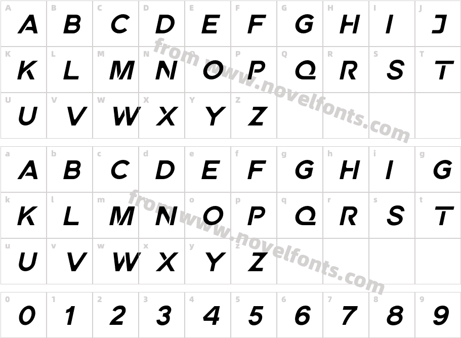 Matrix ItalicCharacter Map