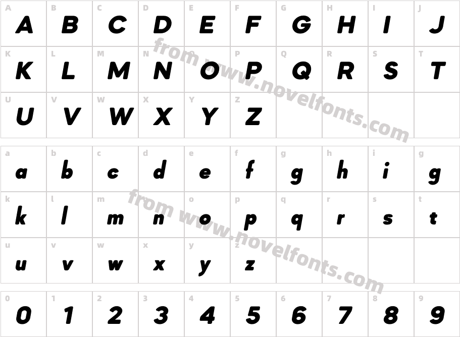 Mazzard SoftL Black ItalicCharacter Map