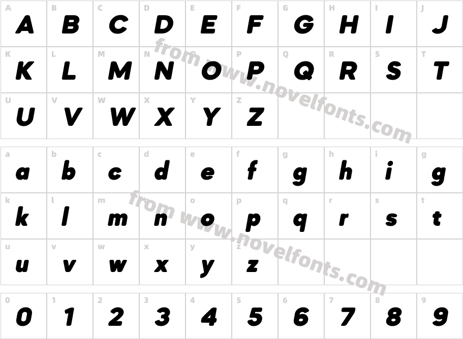 Mazzard SoftM Black ItalicCharacter Map
