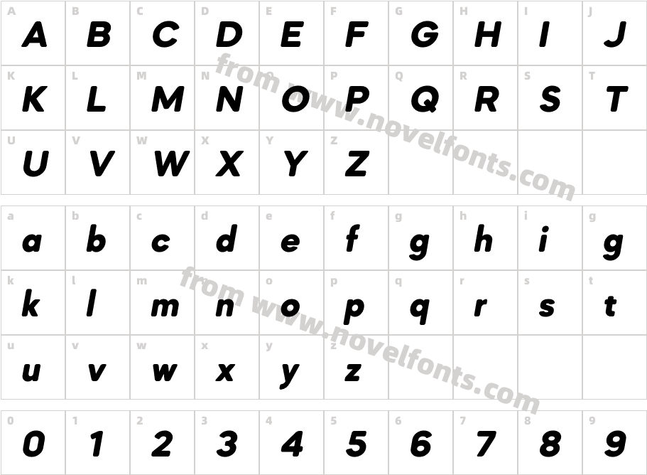 Mazzard SoftM Extra Bold ItalicCharacter Map