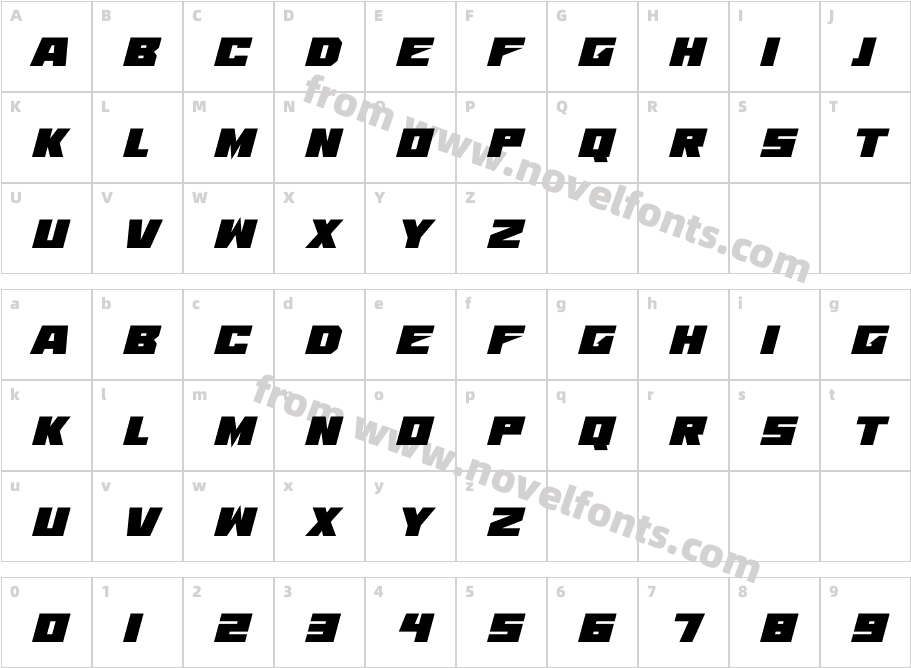 Mega Monster ItalicCharacter Map