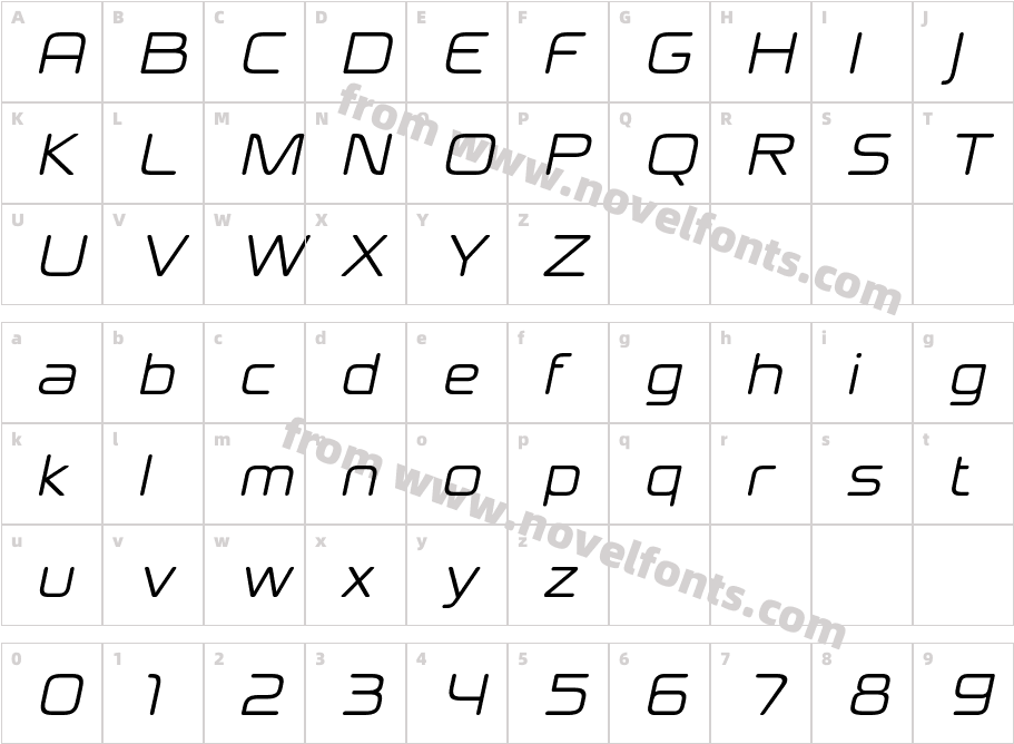 Megatrans Rounded ItalicCharacter Map