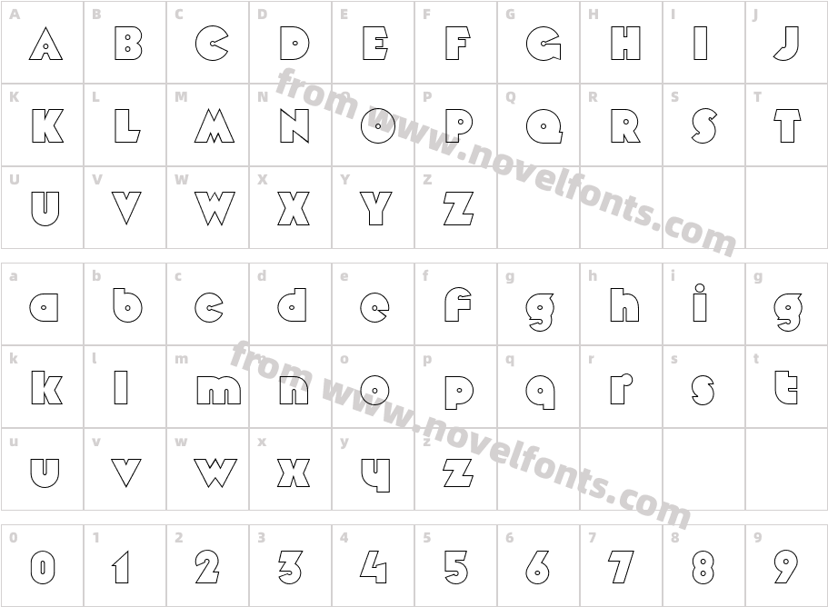 Mekon OutlineCharacter Map