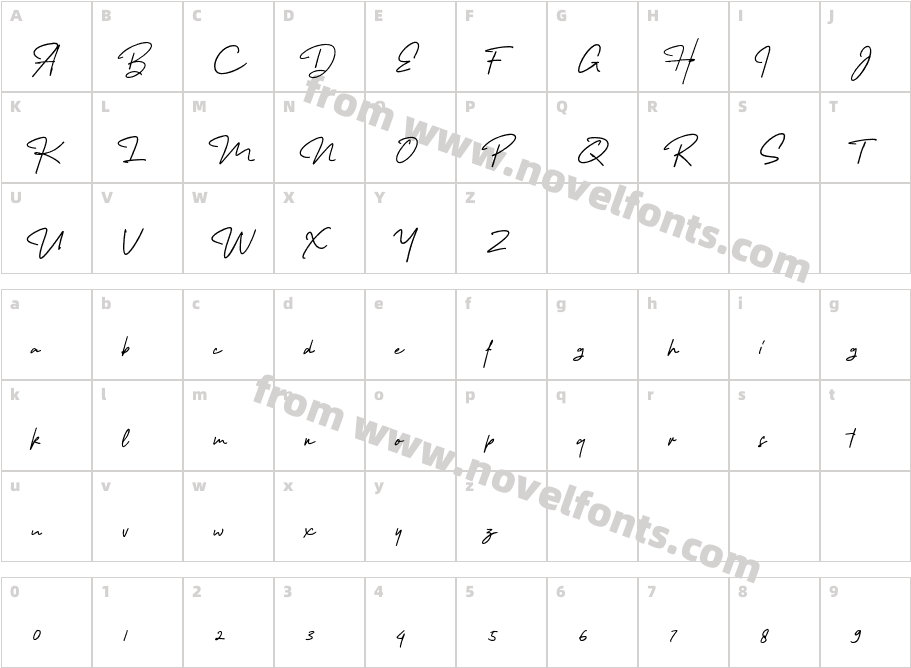 Melanic Black Script RegularCharacter Map