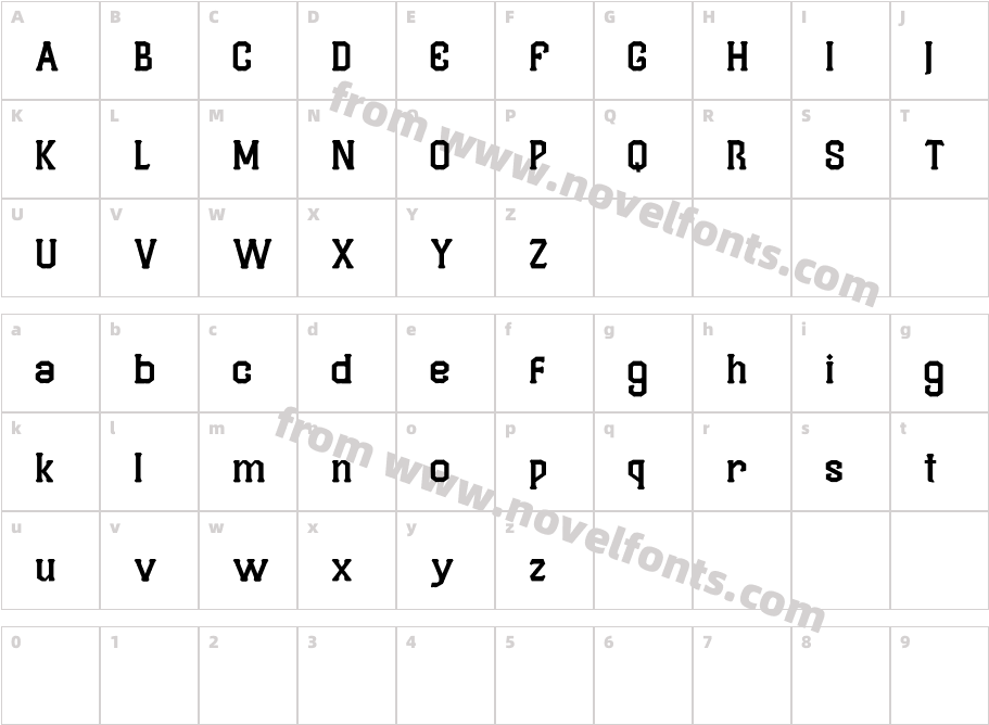 MelbrickDEMO RegularCharacter Map