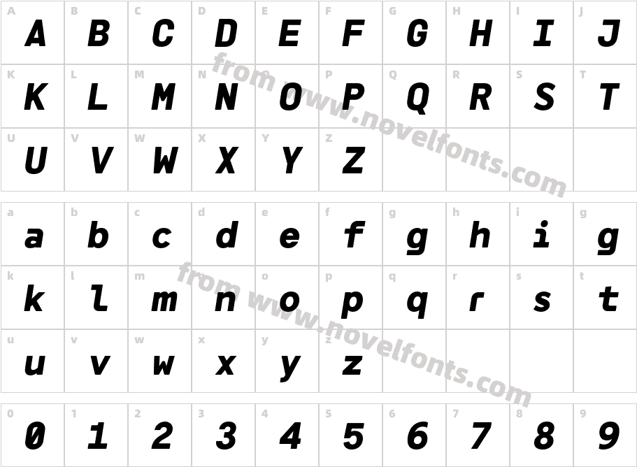 Meltmino Black ItalicCharacter Map