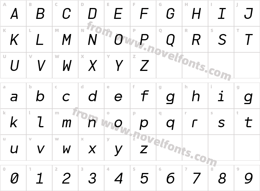 Meltmino ItalicCharacter Map