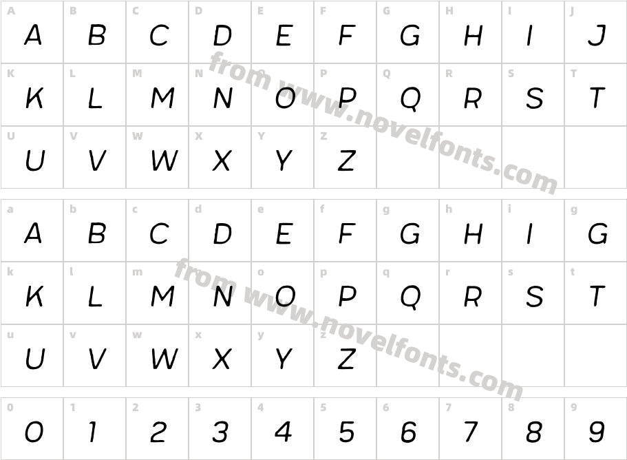 Meltow San 100 Handmade ItalicCharacter Map