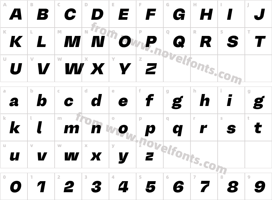 Mena Grotesk Black ItalicCharacter Map