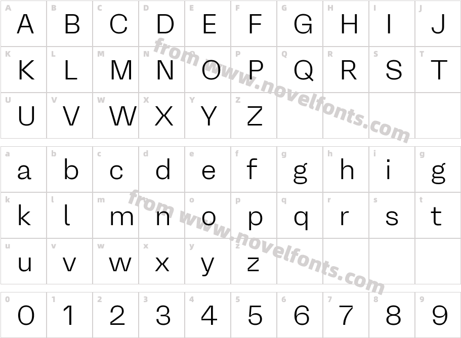 Mena Grotesk LightCharacter Map