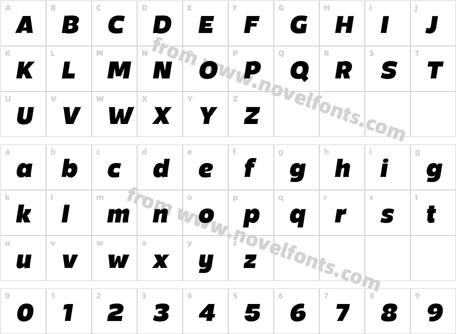 Mensch Black ItalicCharacter Map