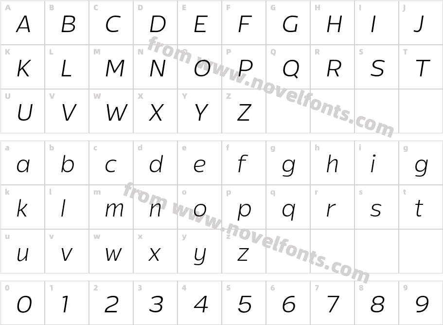 Mensch Light ItalicCharacter Map