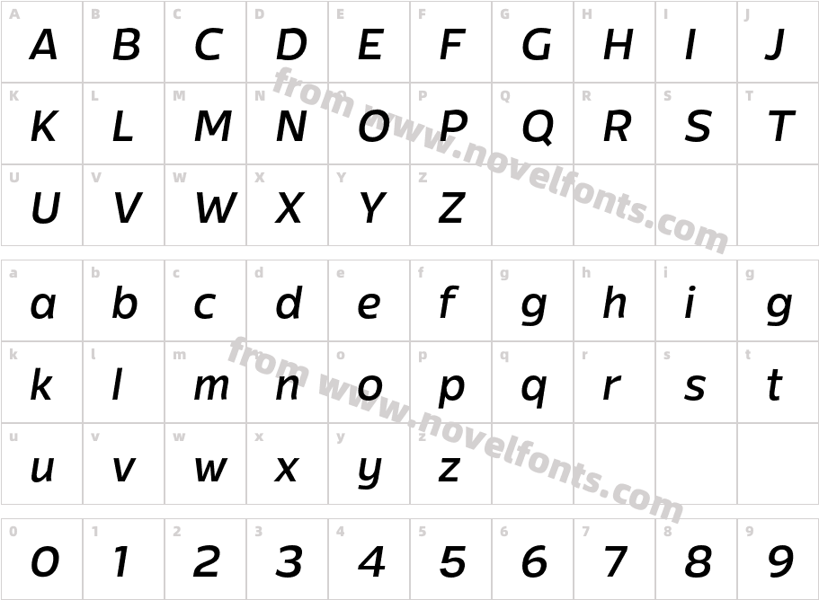 Mensch Medium ItalicCharacter Map