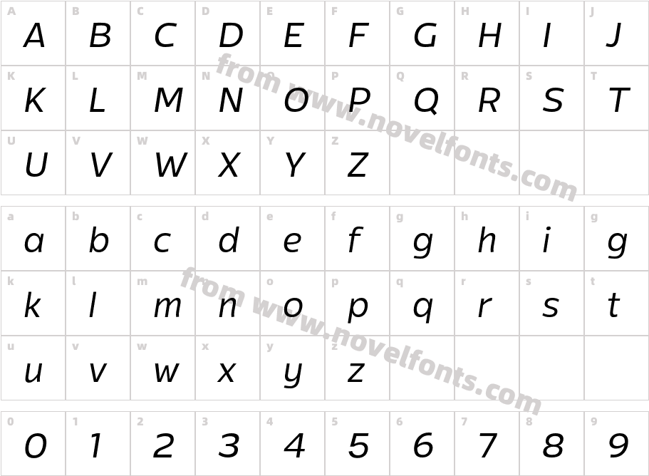Mensch Regular ItalicCharacter Map
