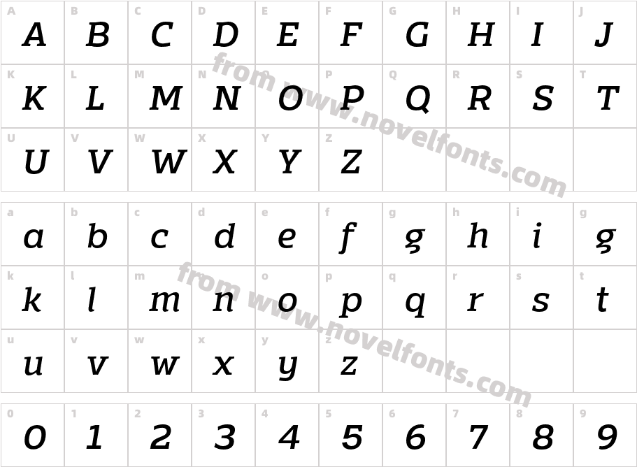 Mensch Serif Medium ItalicCharacter Map