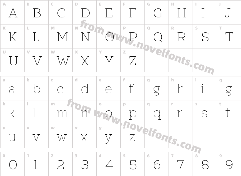 Mensch Serif ThinCharacter Map