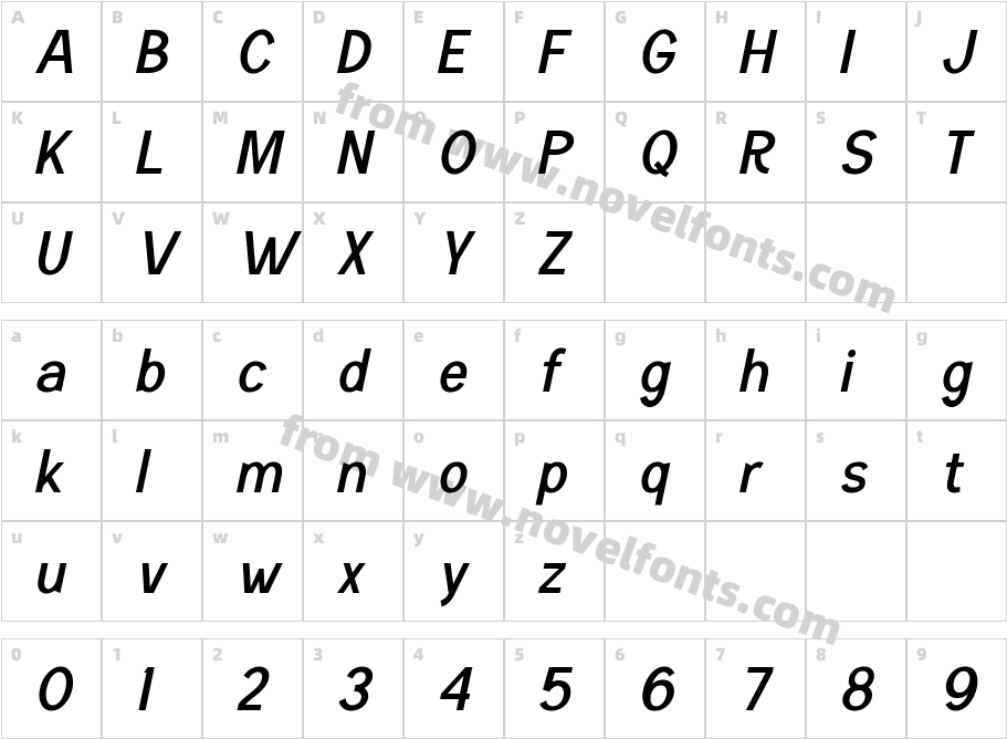Menta Sans ItalicCharacter Map
