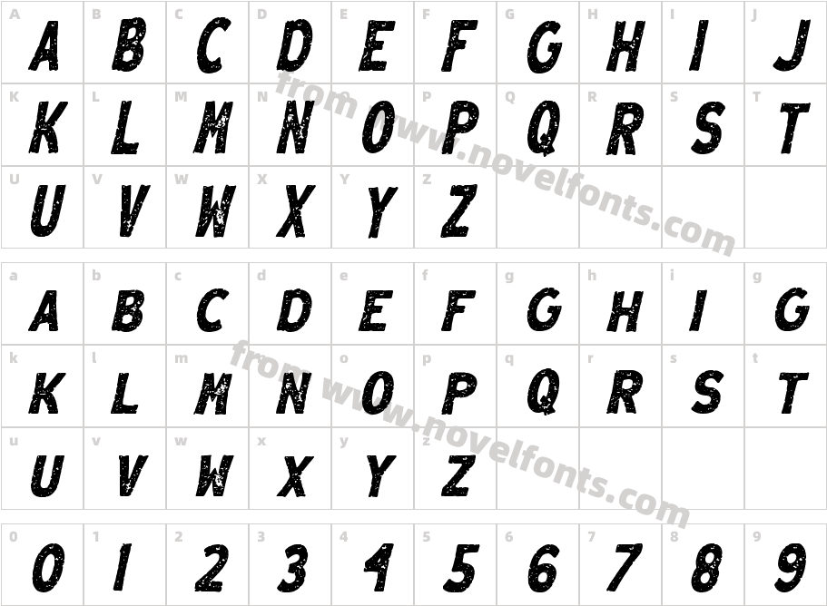 Menzanine ItalicCharacter Map