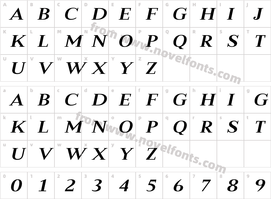 Merysha ItalicCharacter Map