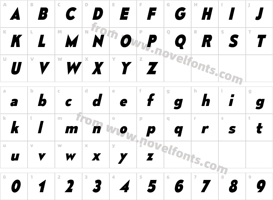 Mesmerize Eb ItalicCharacter Map
