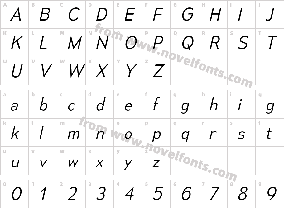Mesmerize Lt ItalicCharacter Map