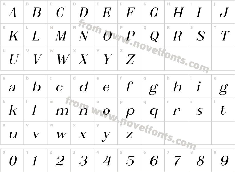 Metafiz ItalicCharacter Map