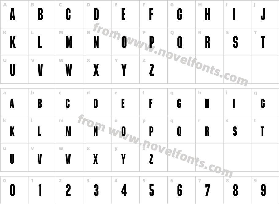 Metal Encasement Condensed RegularSWFTECharacter Map