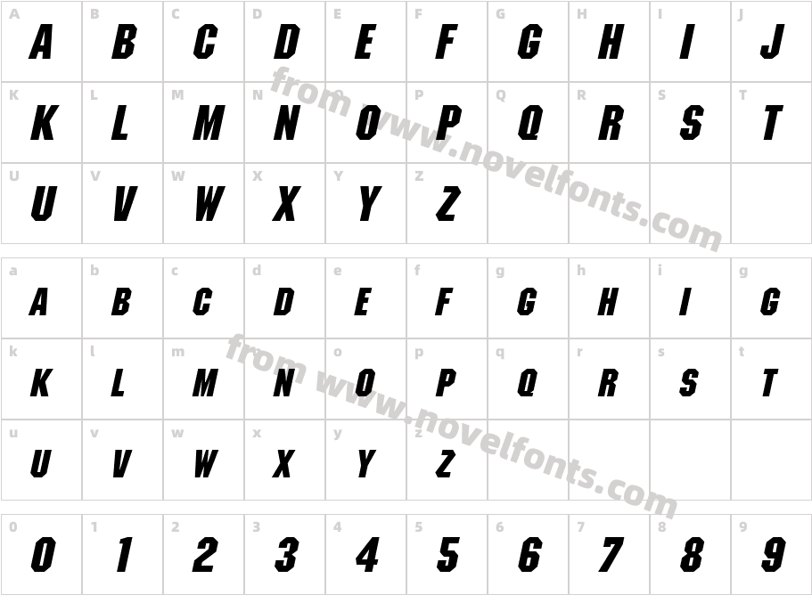 Metal Encasement ItalicSWFTECharacter Map