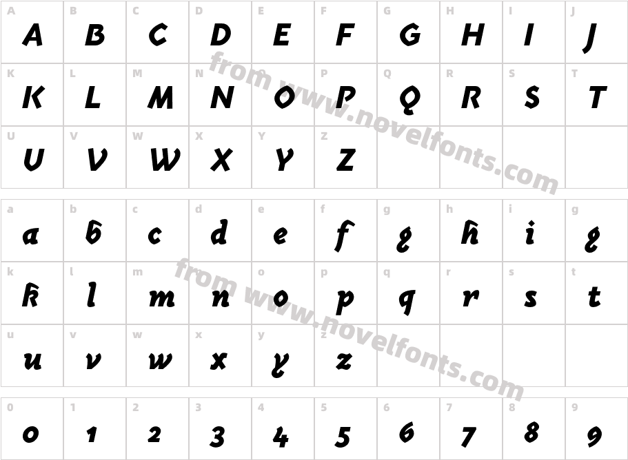 Mezalia Sans Black CursiveCharacter Map