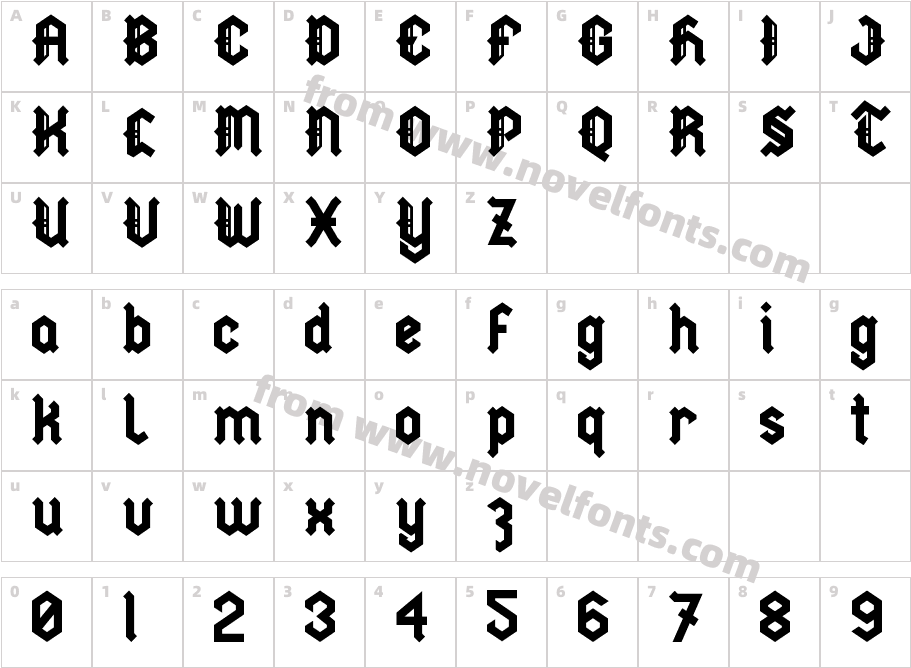 Metal BlackletterCharacter Map