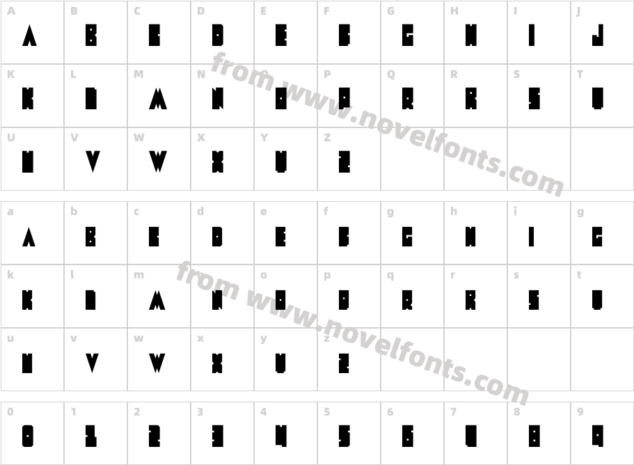 Metal FontCharacter Map