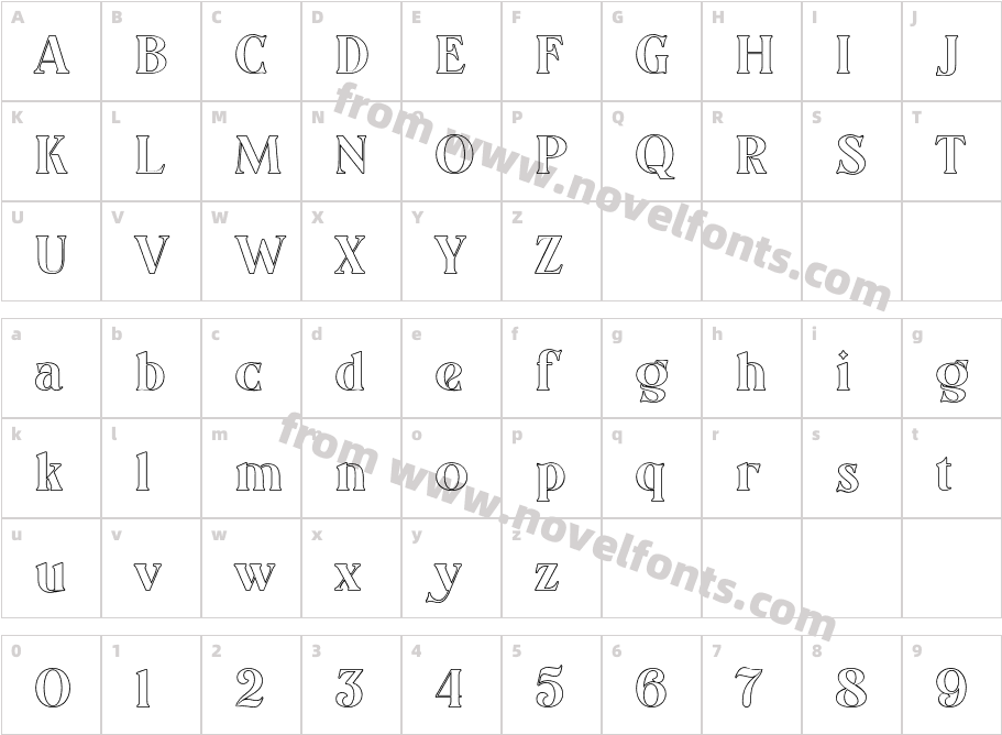 Michelle Outline RegularCharacter Map