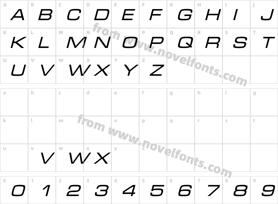 Microgramma Normal ItalicCharacter Map