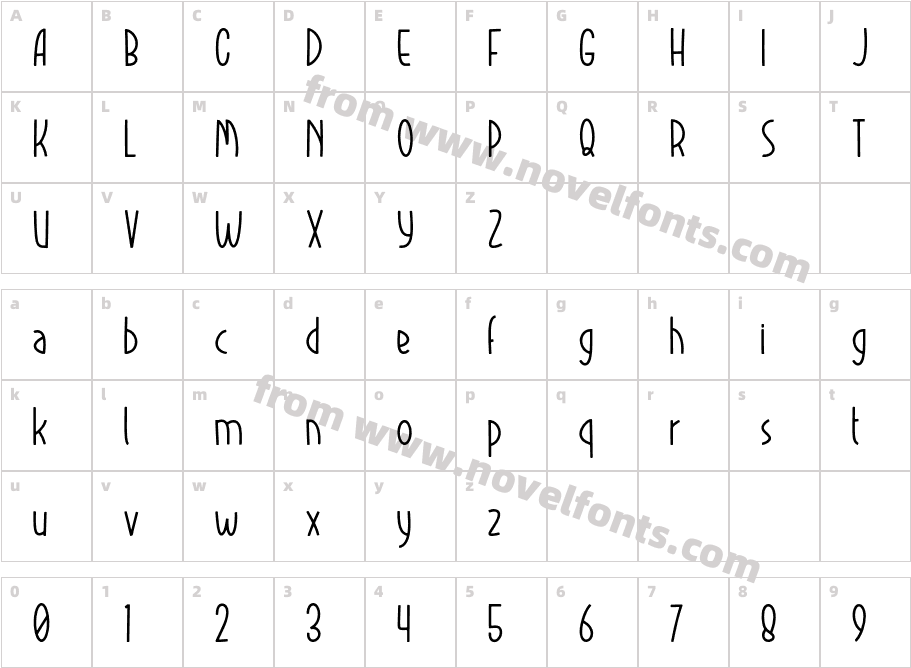 Mideo RegularCharacter Map
