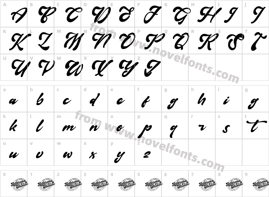 Midnight Antique DEMO VERSION ItalicCharacter Map