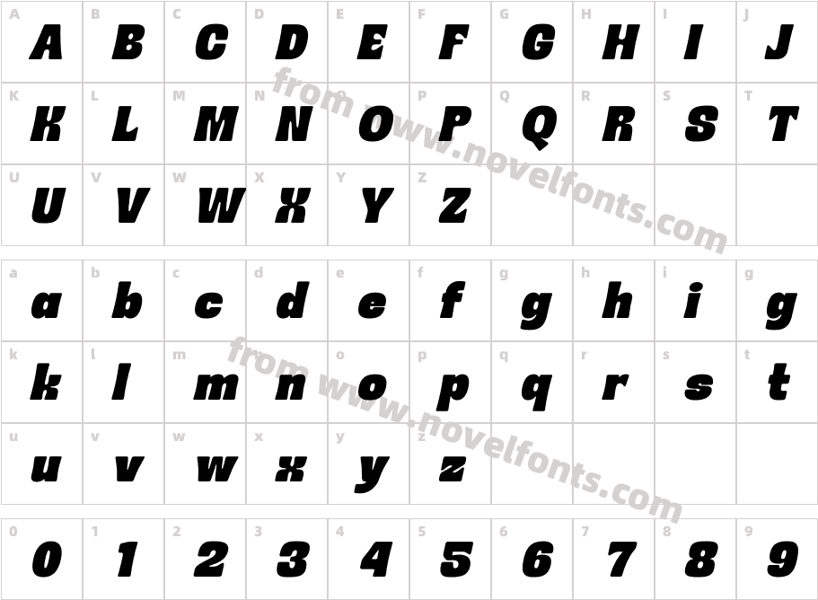 Milany ItalicCharacter Map