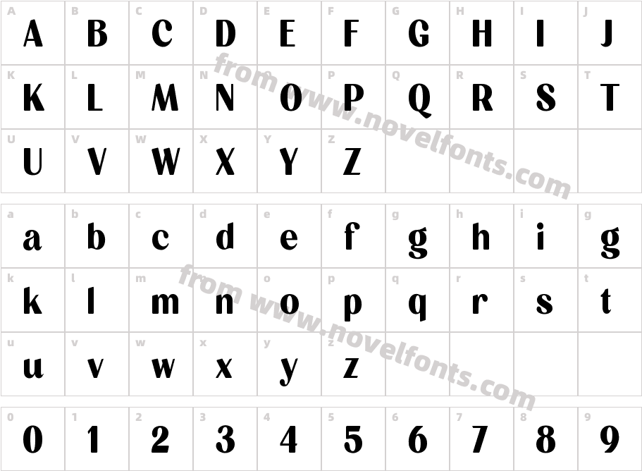 Milgran CondensedCharacter Map