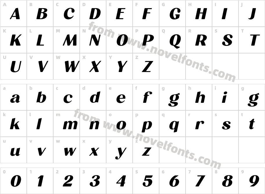 Milgran ItalicCharacter Map