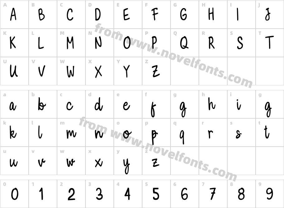 Milky Cookies ScriptCharacter Map