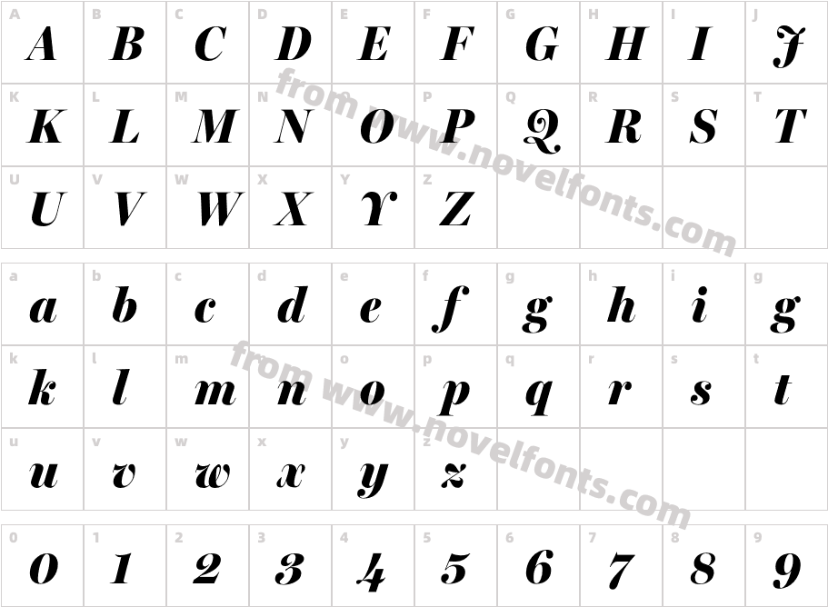 Miller Banner Condensed Black ItalicCharacter Map